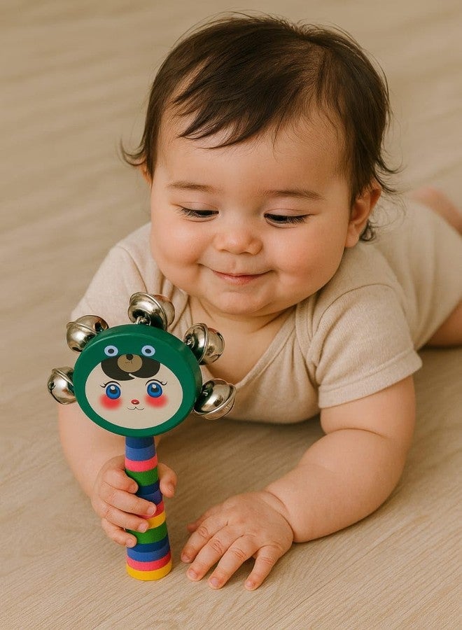 SMILE BABY Colorful Wooden Rainbow Baby Handle Jingle Bell Rattle Toys jhun jhuna (GOONGRA+Smily) - Image 5